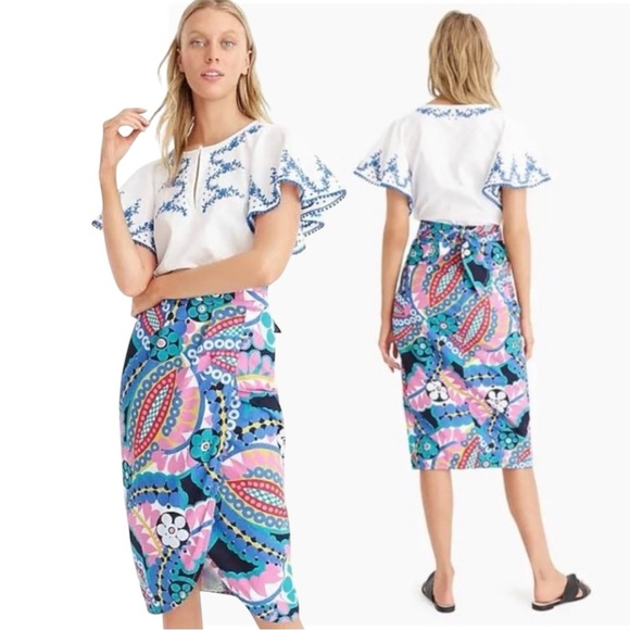 J.Crew Tie Back Tulip Skirt in Ratti Kaleidoscope Floral Size 4 - Picture 3 of 14